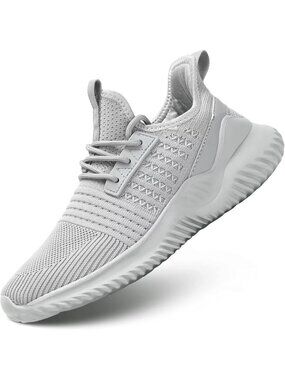 Women's Grey Lightweight Breathable Running Athletic Walking Sports Shoes